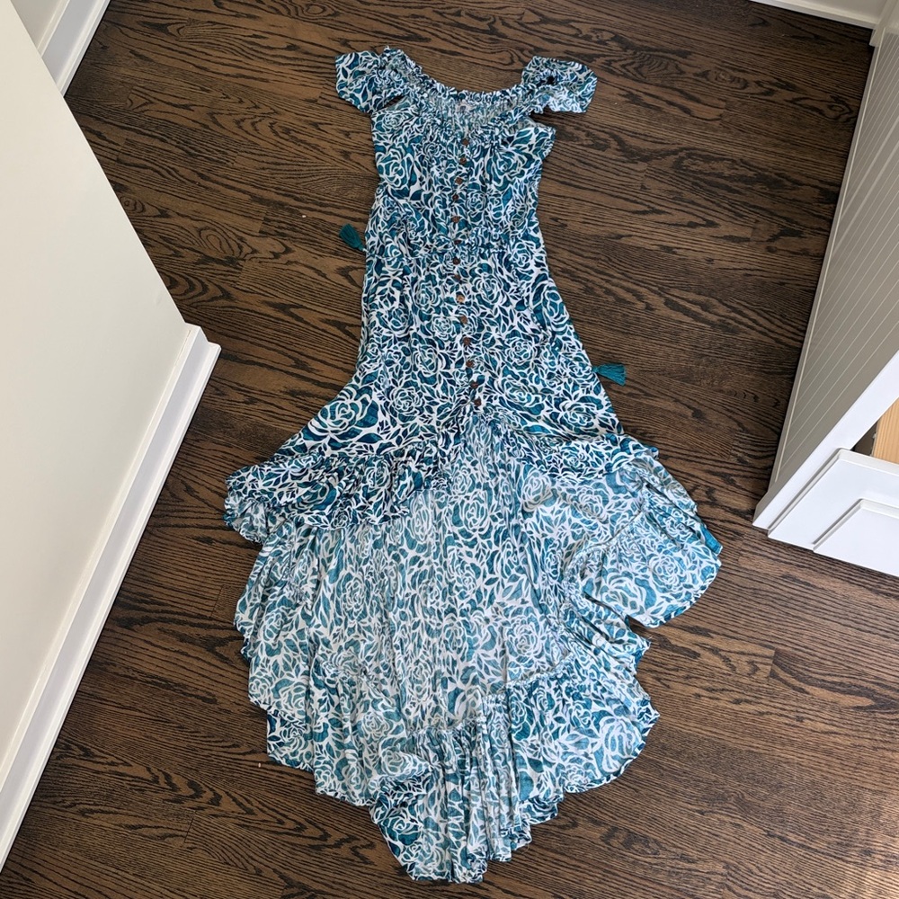 Tiare Hawaii Off Shoulder High-Low Ruffle Maxi Dress